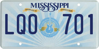 MS license plate LQO701