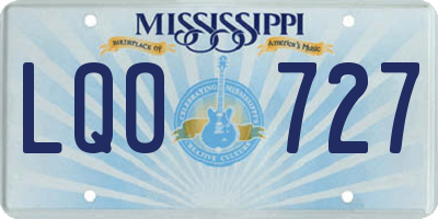 MS license plate LQO727