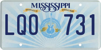MS license plate LQO731