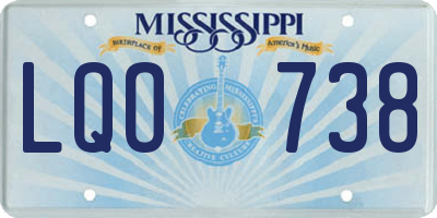 MS license plate LQO738