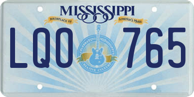 MS license plate LQO765