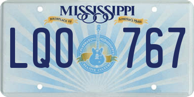 MS license plate LQO767