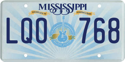 MS license plate LQO768