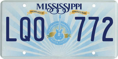 MS license plate LQO772