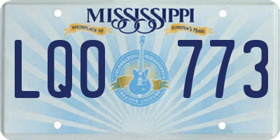 MS license plate LQO773