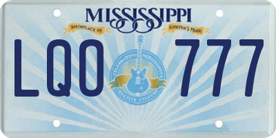 MS license plate LQO777