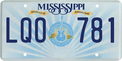 MS license plate LQO781