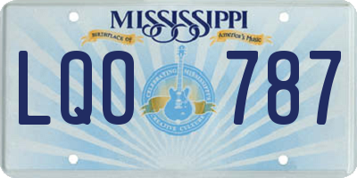 MS license plate LQO787
