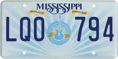 MS license plate LQO794