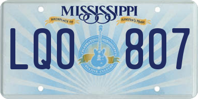 MS license plate LQO807