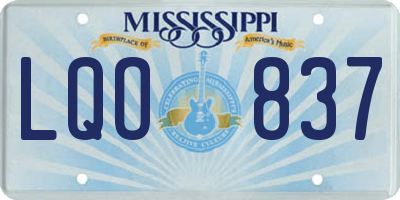 MS license plate LQO837