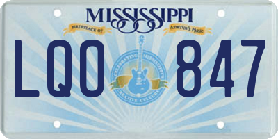 MS license plate LQO847
