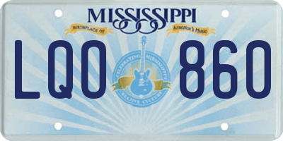 MS license plate LQO860