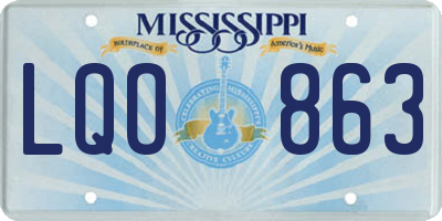 MS license plate LQO863