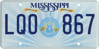 MS license plate LQO867