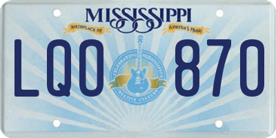 MS license plate LQO870