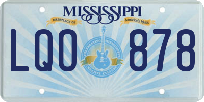 MS license plate LQO878