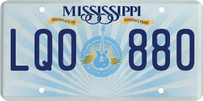 MS license plate LQO880