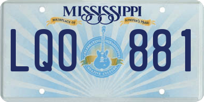 MS license plate LQO881