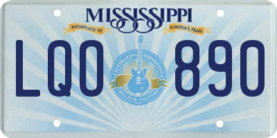 MS license plate LQO890