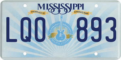 MS license plate LQO893