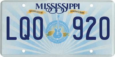 MS license plate LQO920