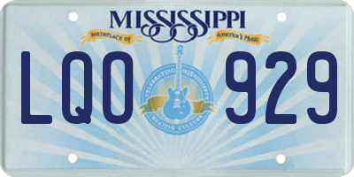 MS license plate LQO929