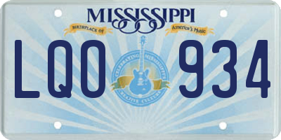 MS license plate LQO934