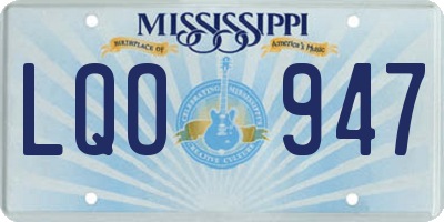 MS license plate LQO947