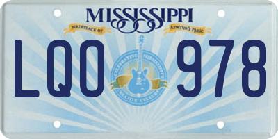 MS license plate LQO978