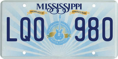 MS license plate LQO980