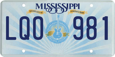 MS license plate LQO981