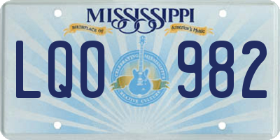 MS license plate LQO982