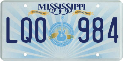 MS license plate LQO984