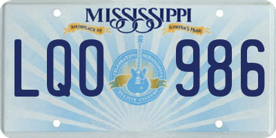 MS license plate LQO986
