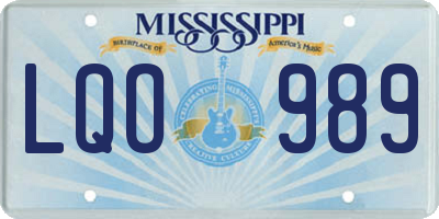 MS license plate LQO989