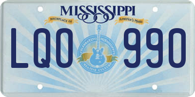 MS license plate LQO990