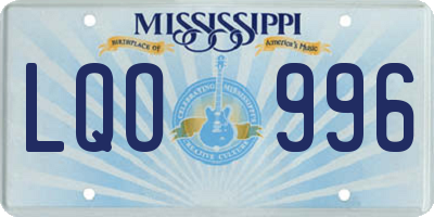 MS license plate LQO996