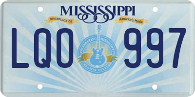MS license plate LQO997