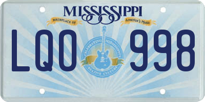 MS license plate LQO998