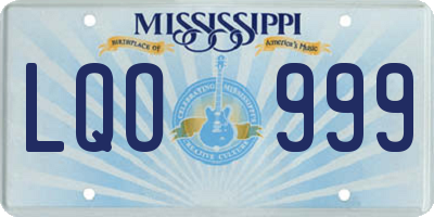 MS license plate LQO999