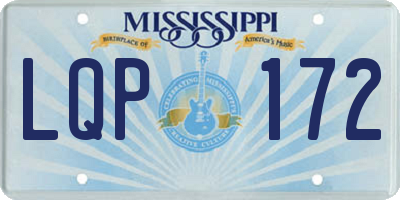 MS license plate LQP172