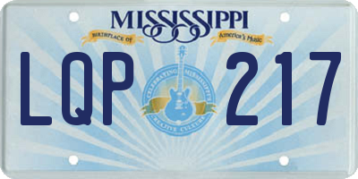 MS license plate LQP217