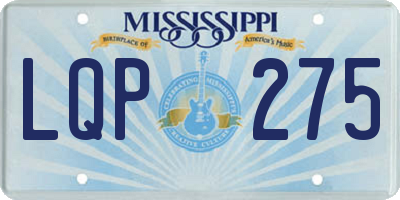MS license plate LQP275