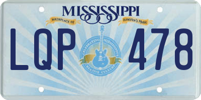 MS license plate LQP478