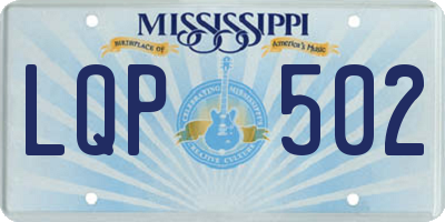 MS license plate LQP502