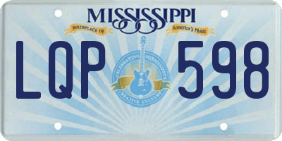 MS license plate LQP598