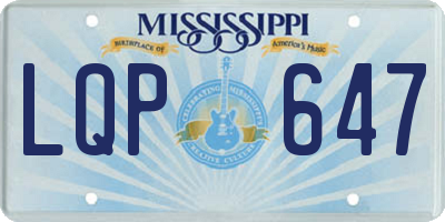 MS license plate LQP647