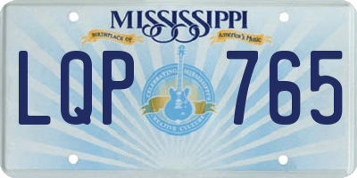 MS license plate LQP765