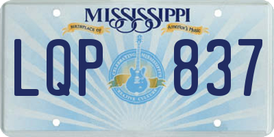 MS license plate LQP837